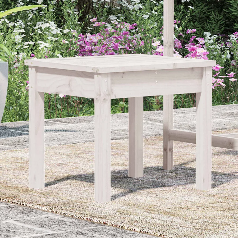 Banc de jardin blanc 50x44x45 cm bois massif de pin - 3