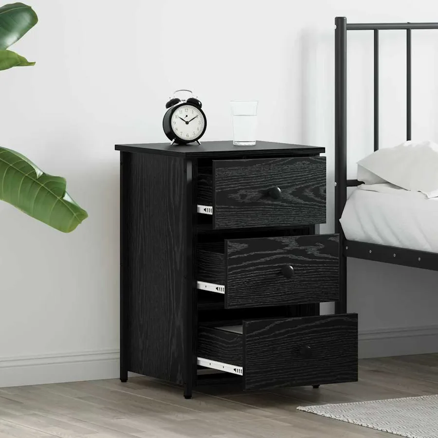 Cabinet de chevet avec tiroir Chêne noir 40 x 36 x 60 cm - 4