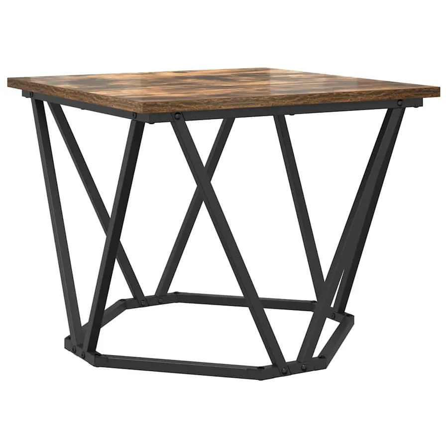 Table basse 3 pcs Chêne fumé Bois d'ingénierie et acier - 5