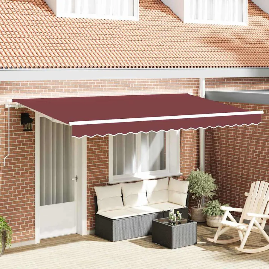 Auvent Rétractable Bordeaux 350 x 200 cm tissu