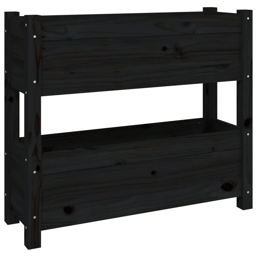 Jardinière Noir 77x25x66 cm Bois massif de pin - 2
