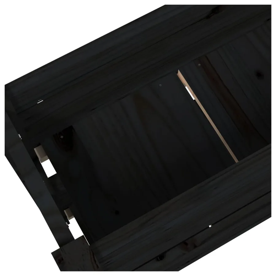 Jardinière Noir 77x25x66 cm Bois massif de pin - 7