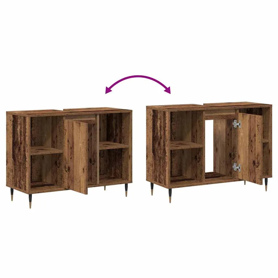 Cabinet de salle de bain avec porte Bois Ancien 80 x 33 x 60 cm - 12