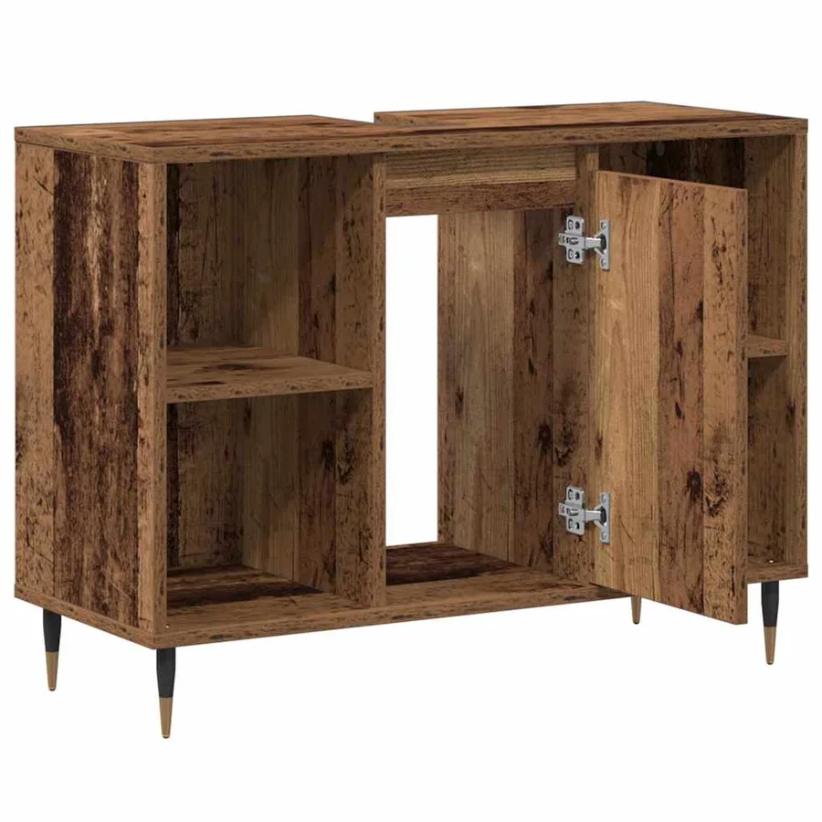 Cabinet de salle de bain avec porte Bois Ancien 80 x 33 x 60 cm - 5