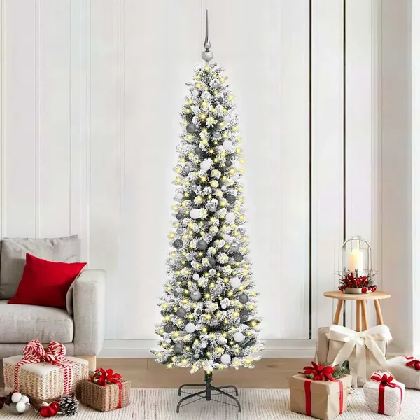 Sapin de Noël artificiel Blanc 210 cm PVC, métal et plastique
