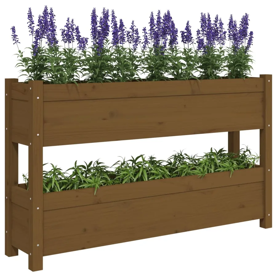 Jardinière Marron miel 112x25x66 cm Bois massif de pin - 4