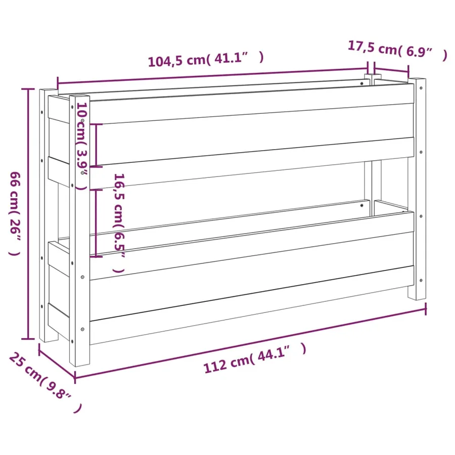 Jardinière Marron miel 112x25x66 cm Bois massif de pin - 9