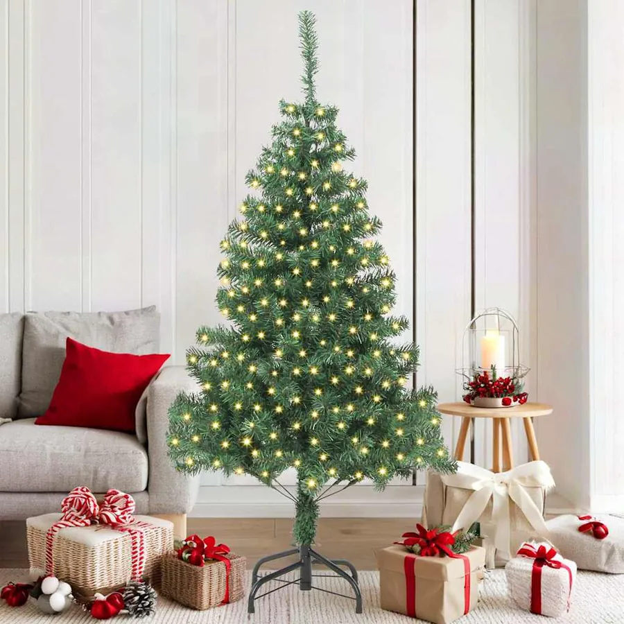Sapin de Noël avec 300 LED avec support Vert 180 cm PVC