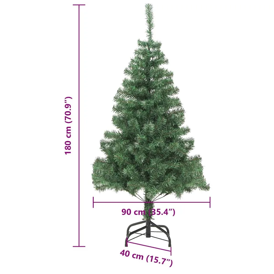 Sapin de Noël avec 300 LED avec support Vert 180 cm PVC - 12