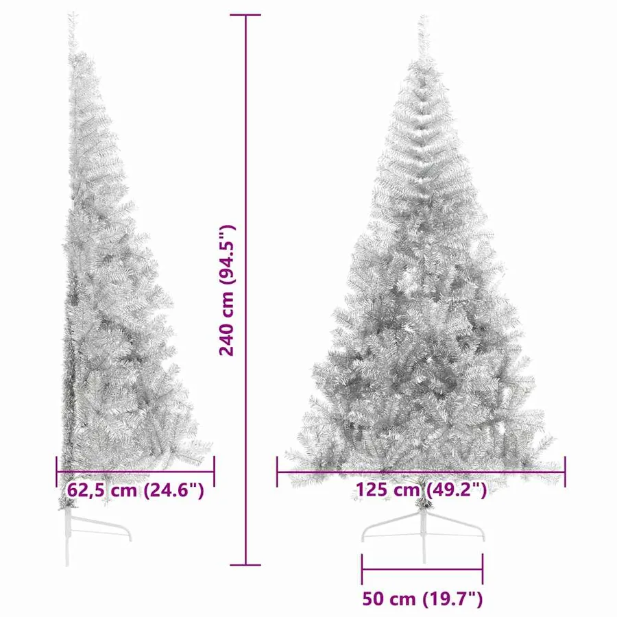 Sapin de Noël artificiel pré-éclairé Argent 240 cm PET - 13