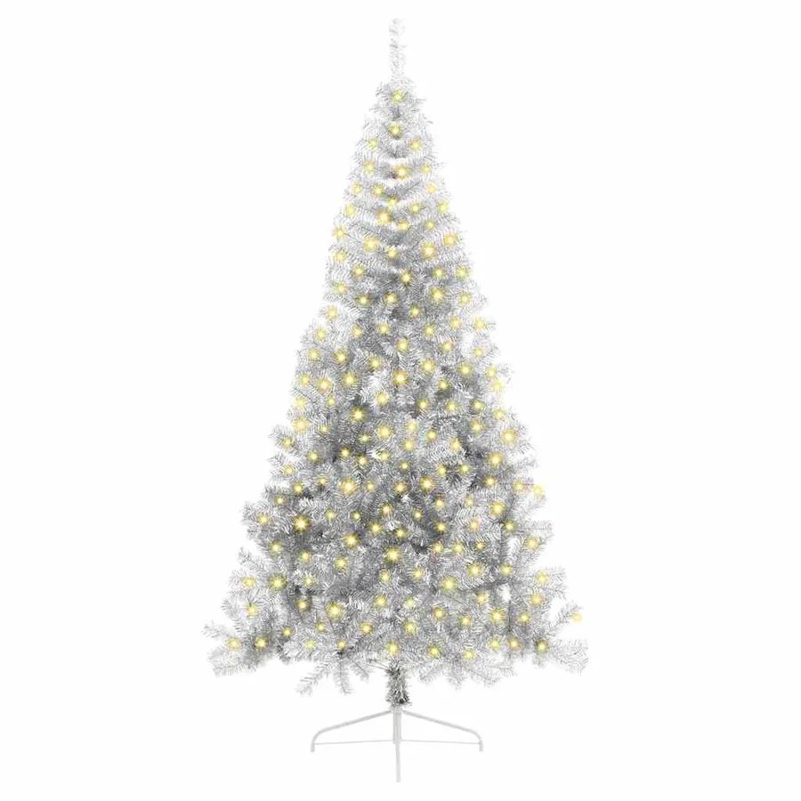 Sapin de Noël artificiel pré-éclairé Argent 240 cm PET - 3