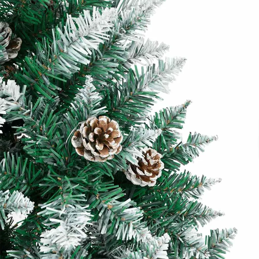 Sapin de Noël mince Vert 210 cm PVC et bois de pin massif - 12
