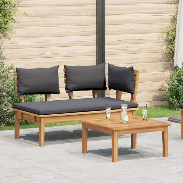 Ensemble banc et table de jardin 2 pcs Gris et marron