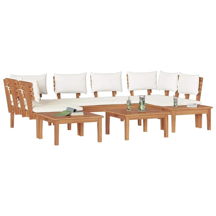 Ensemble de canapé de jardin 4 pcs Marron et Crème - 3