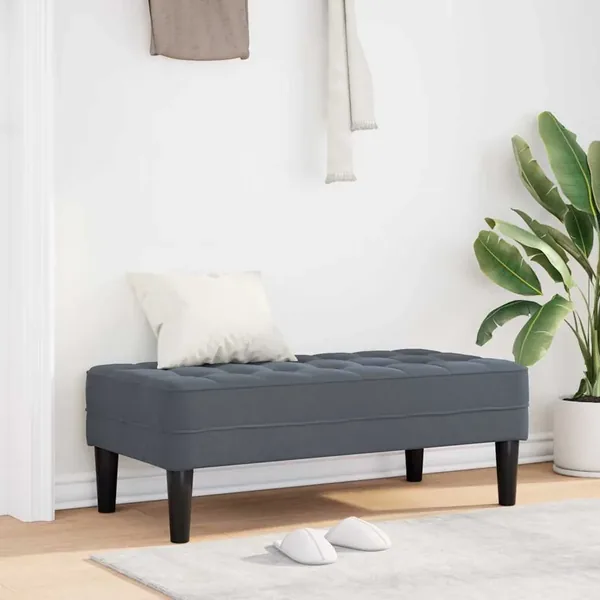 banc avec coussin Gris foncé 113 x 57 x 39 cm Velours