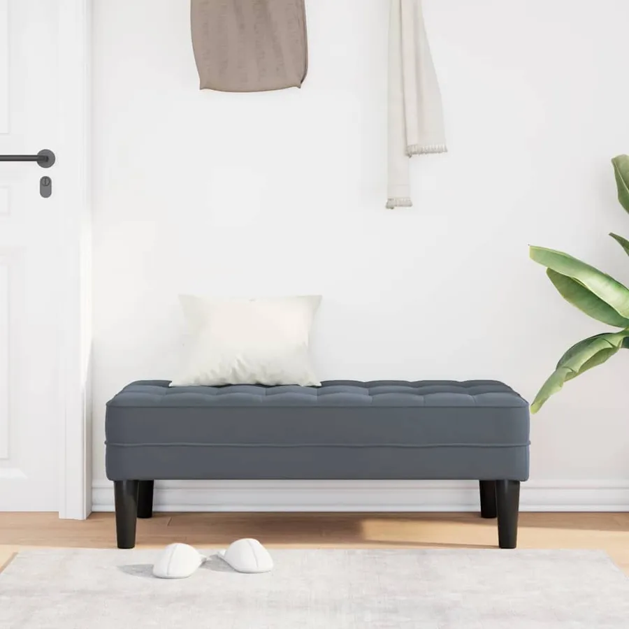 banc avec coussin Gris foncé 113 x 57 x 39 cm Velours - 3