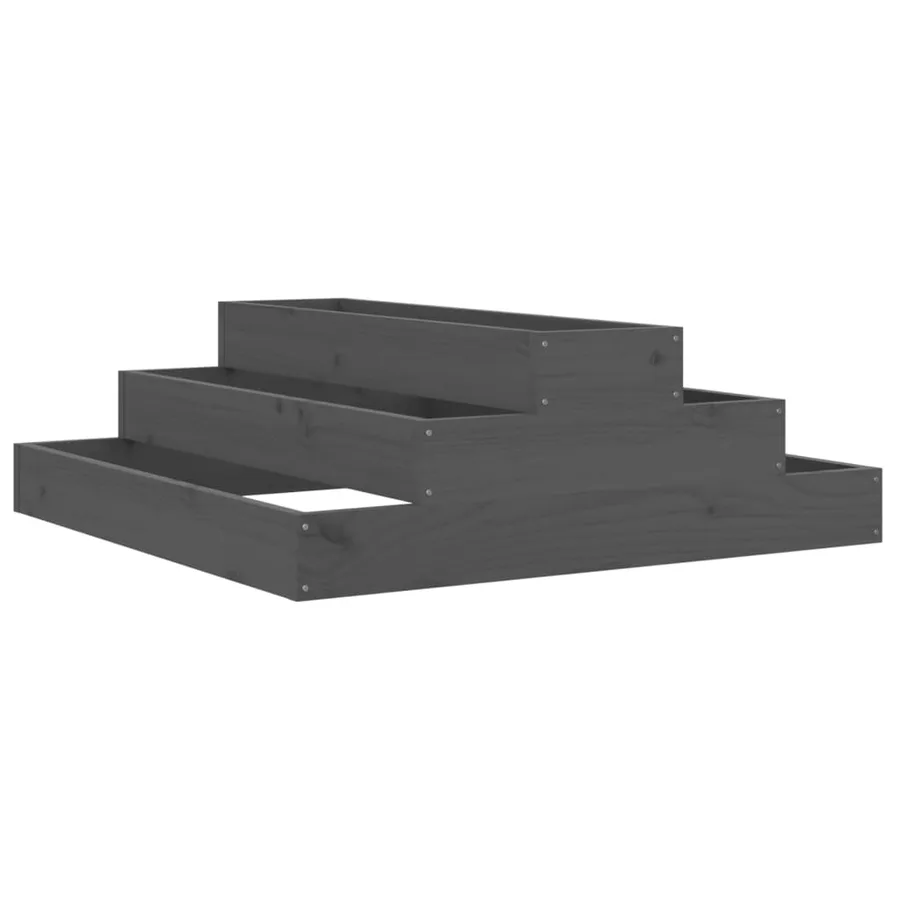 Jardinière Gris 80x80x27 cm Bois massif de pin - 2