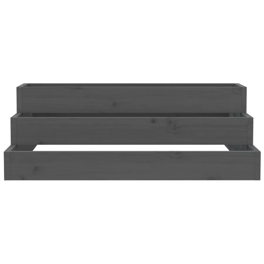 Jardinière Gris 80x80x27 cm Bois massif de pin - 4