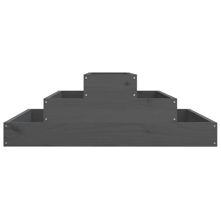 Jardinière Gris 80x80x27 cm Bois massif de pin - 5
