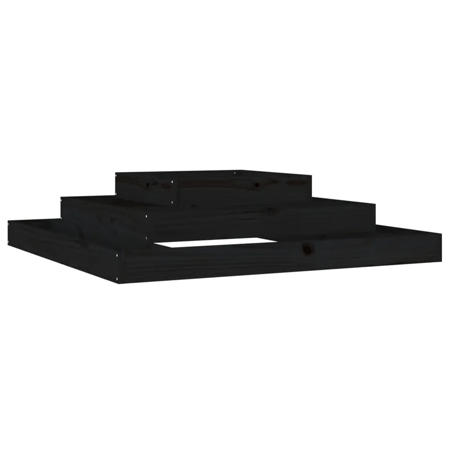 Jardinière Noir 110x110x27 cm Bois massif de pin - 2