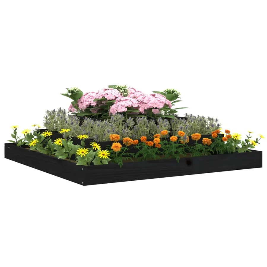 Jardinière Noir 110x110x27 cm Bois massif de pin - 3