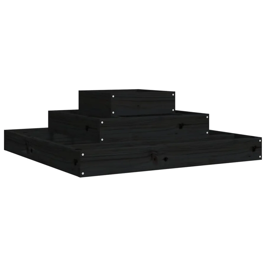 Jardinière Noir 80x80x27 cm Bois massif de pin - 2
