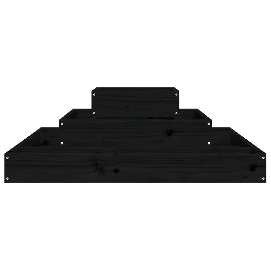 Jardinière Noir 80x80x27 cm Bois massif de pin - 4