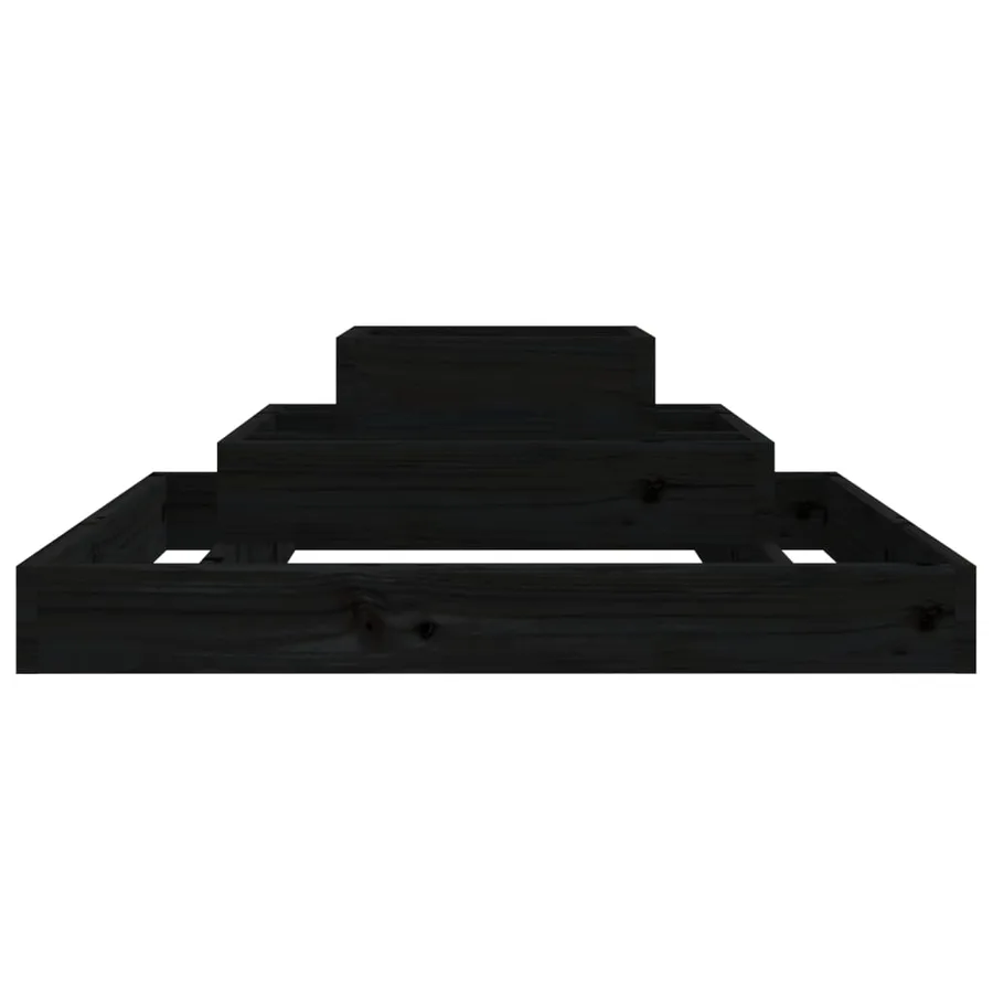 Jardinière Noir 80x80x27 cm Bois massif de pin - 5