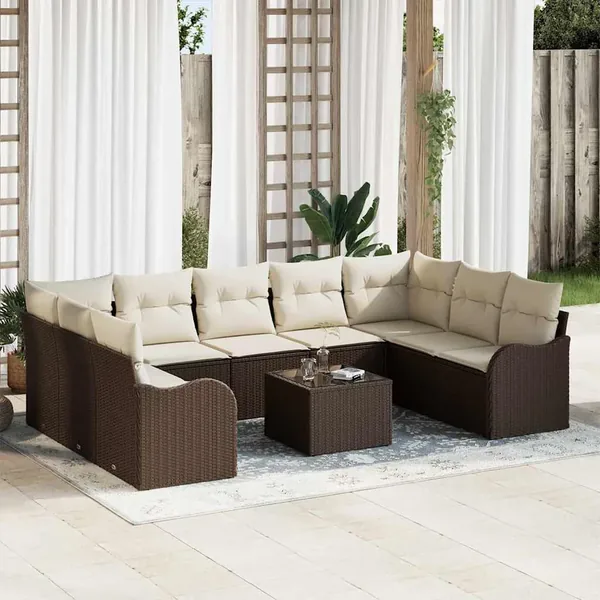 Ensemble de canapé de jardin Marron polyrotin
