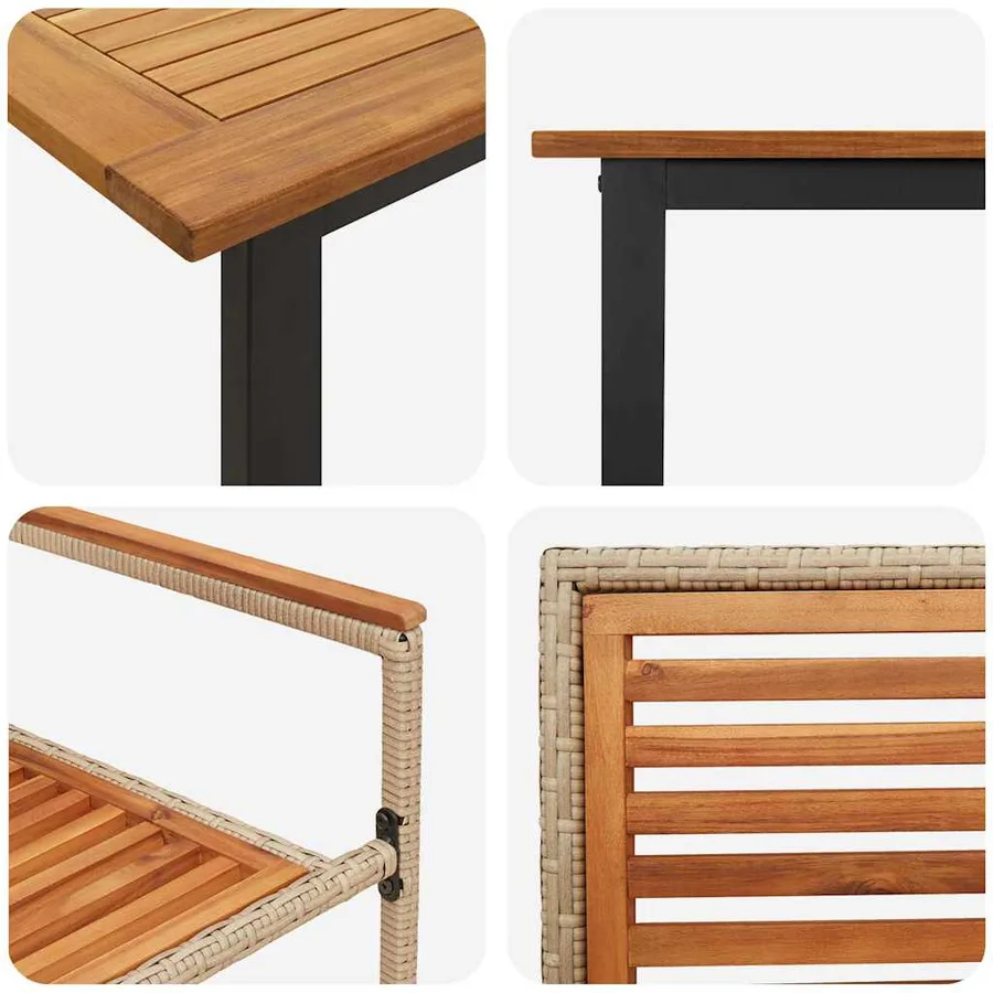 Ensemble de salle à manger pour jardin 7 pcs Beige - 9