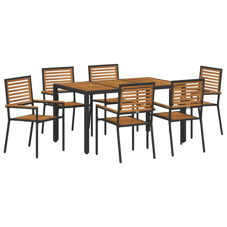 Ensemble de salle à manger pour jardin 7 pcs Noir et Marron - 2