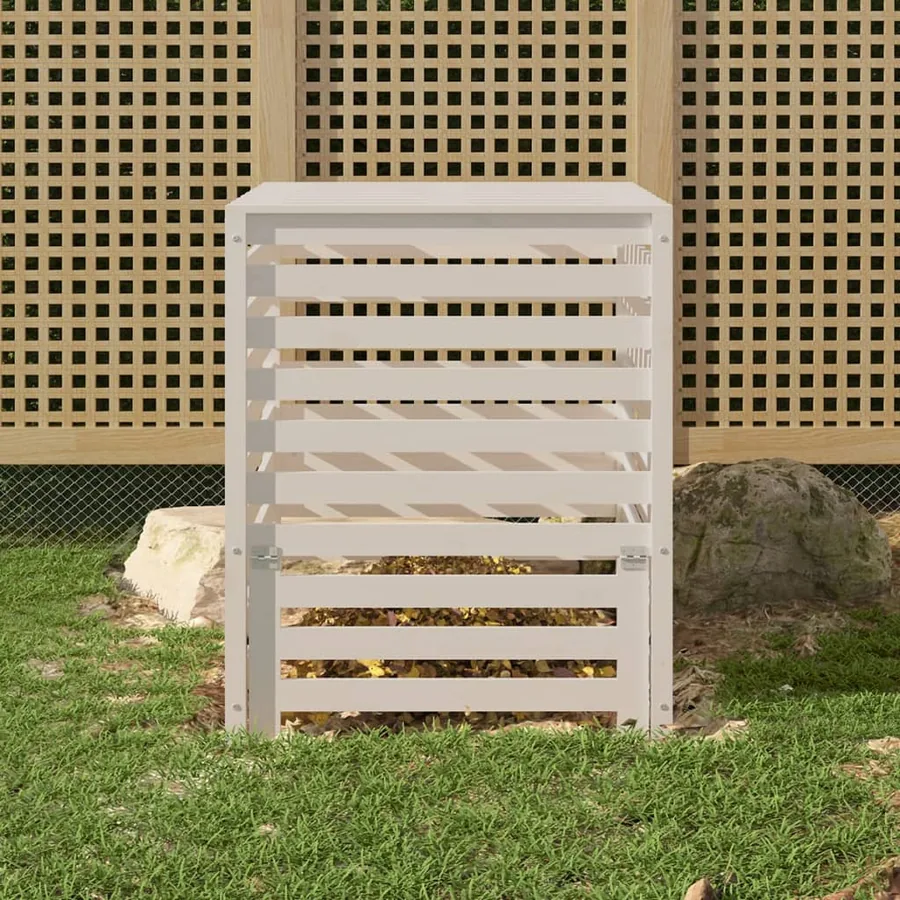 Composteur Blanc 82,5x82,5x99,5 cm Bois massif de pin