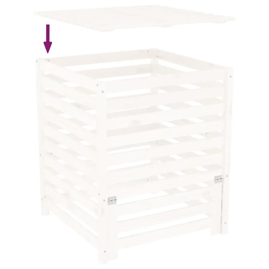 Composteur Blanc 82,5x82,5x99,5 cm Bois massif de pin - 8