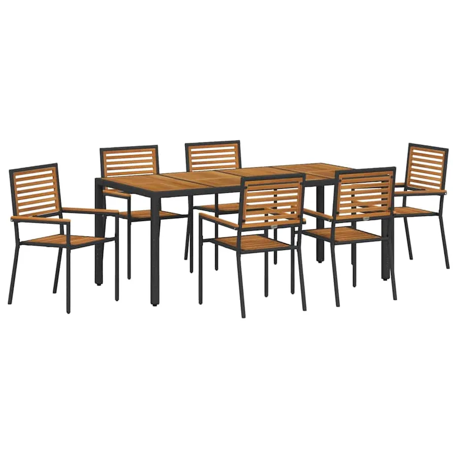 Ensemble de salle à manger pour jardin 7 pcs Noir et Marron - 2