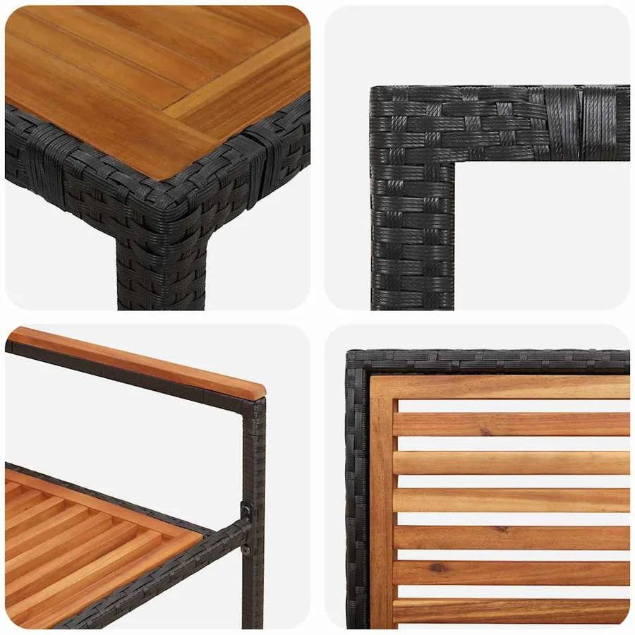 Ensemble de salle à manger pour jardin 7 pcs Noir et Marron - 9