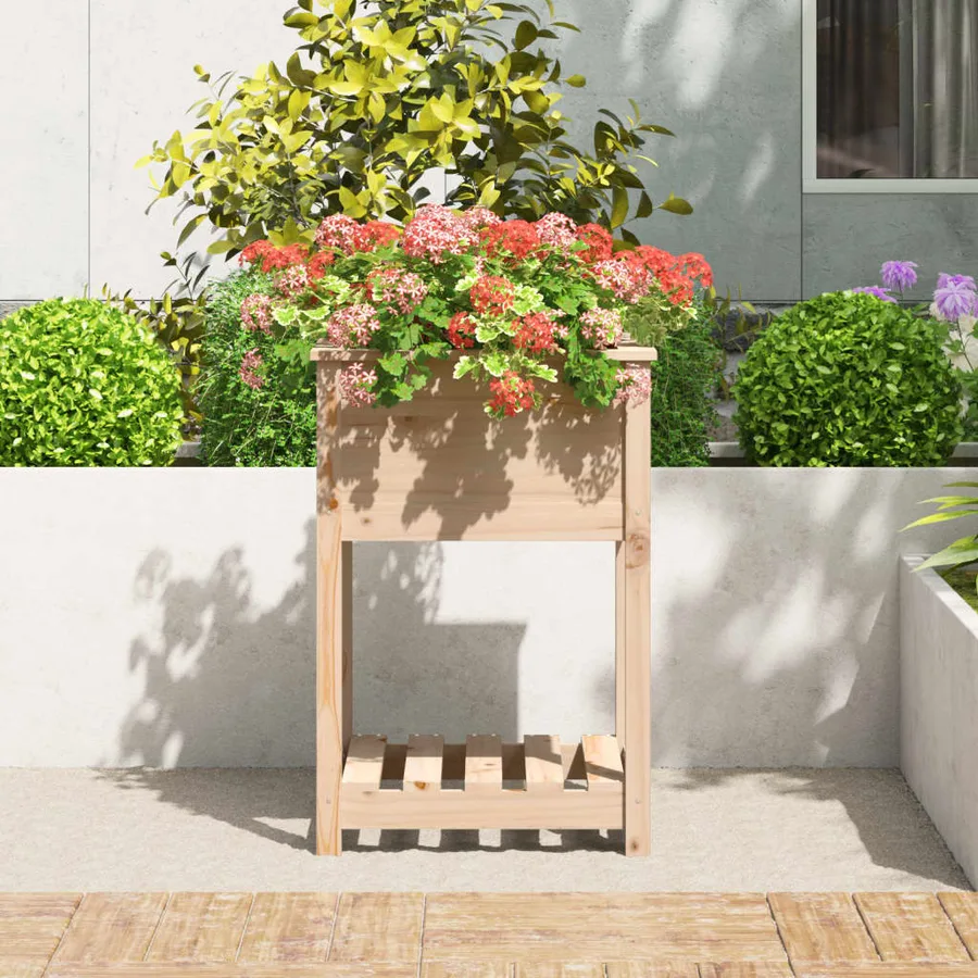 Jardinière avec étagère 54x54x81 cm Bois massif de pin - 3