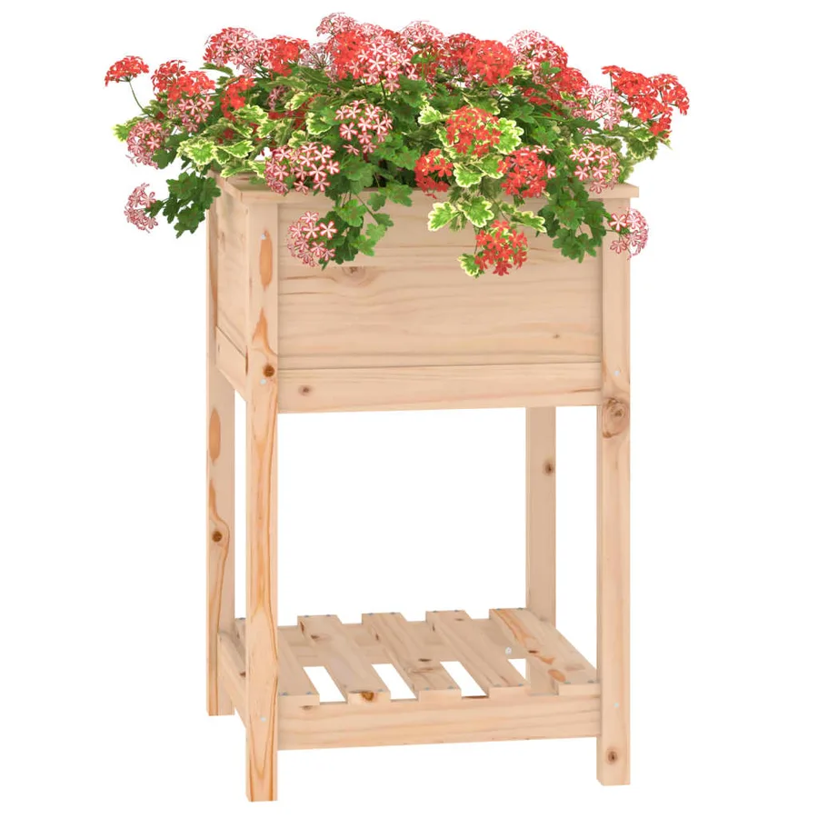Jardinière avec étagère 54x54x81 cm Bois massif de pin - 4