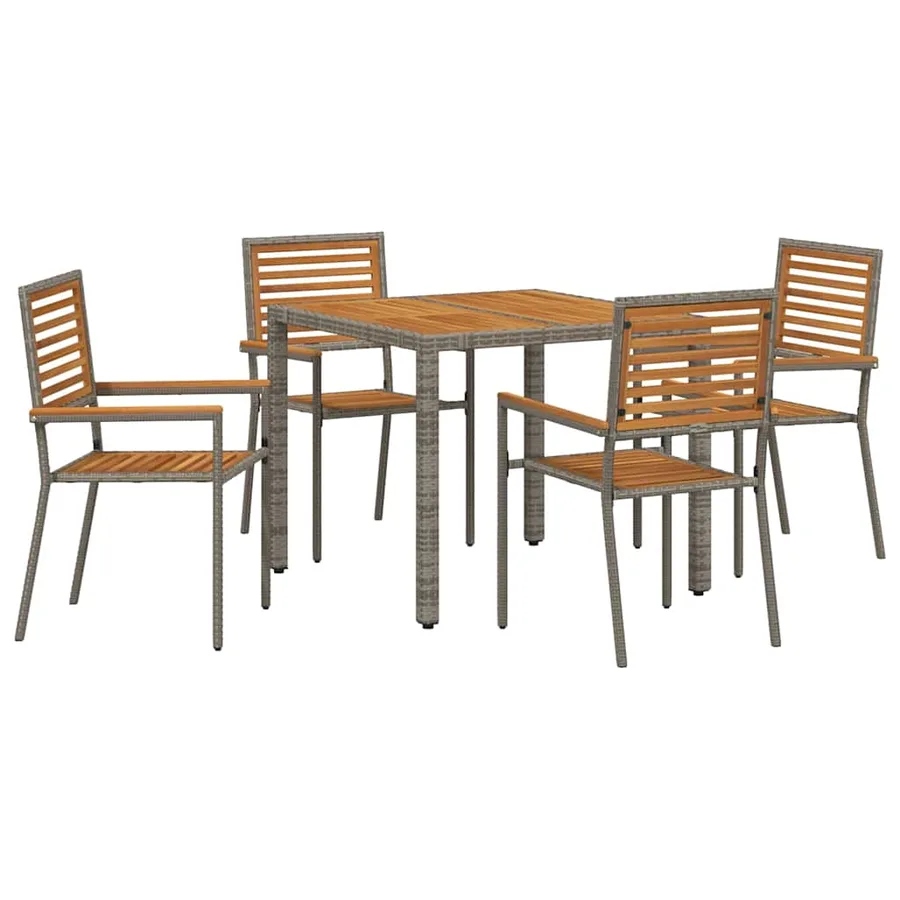 Ensemble de salle à manger pour jardin 5 pcs Gris et marron - 2