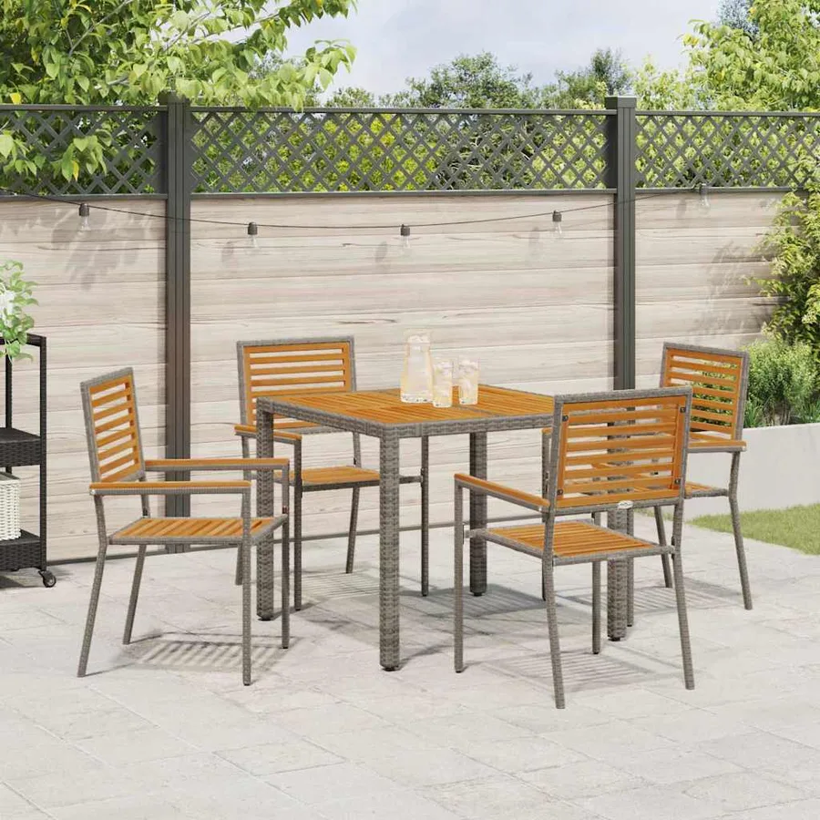 Ensemble de salle à manger pour jardin 5 pcs Gris et marron - 4