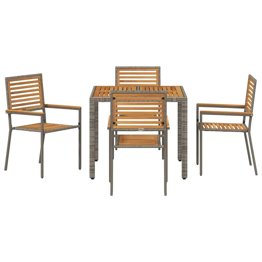 Ensemble de salle à manger pour jardin 5 pcs Gris et marron - 7