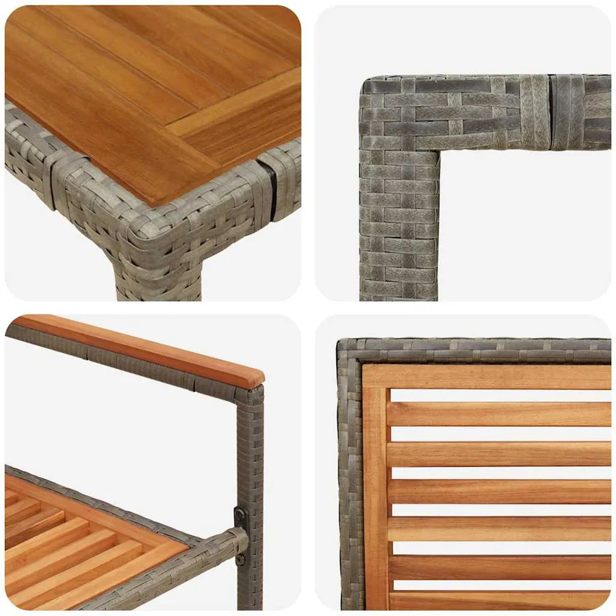 Ensemble de salle à manger pour jardin 5 pcs Gris et marron - 9