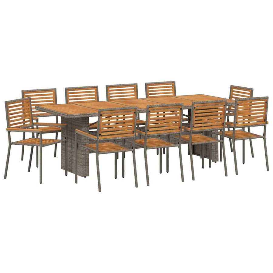 Ensemble de salle à manger pour jardin 11 pcs Gris et marron - 2