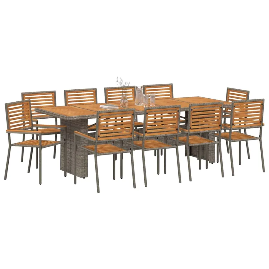 Ensemble de salle à manger pour jardin 11 pcs Gris et marron - 3