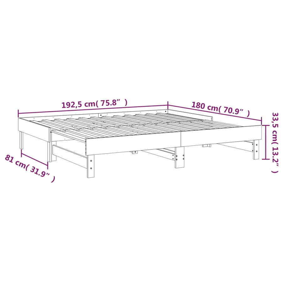 Lit coulissant sans matelas blanc 2x(90x190) cm - 12