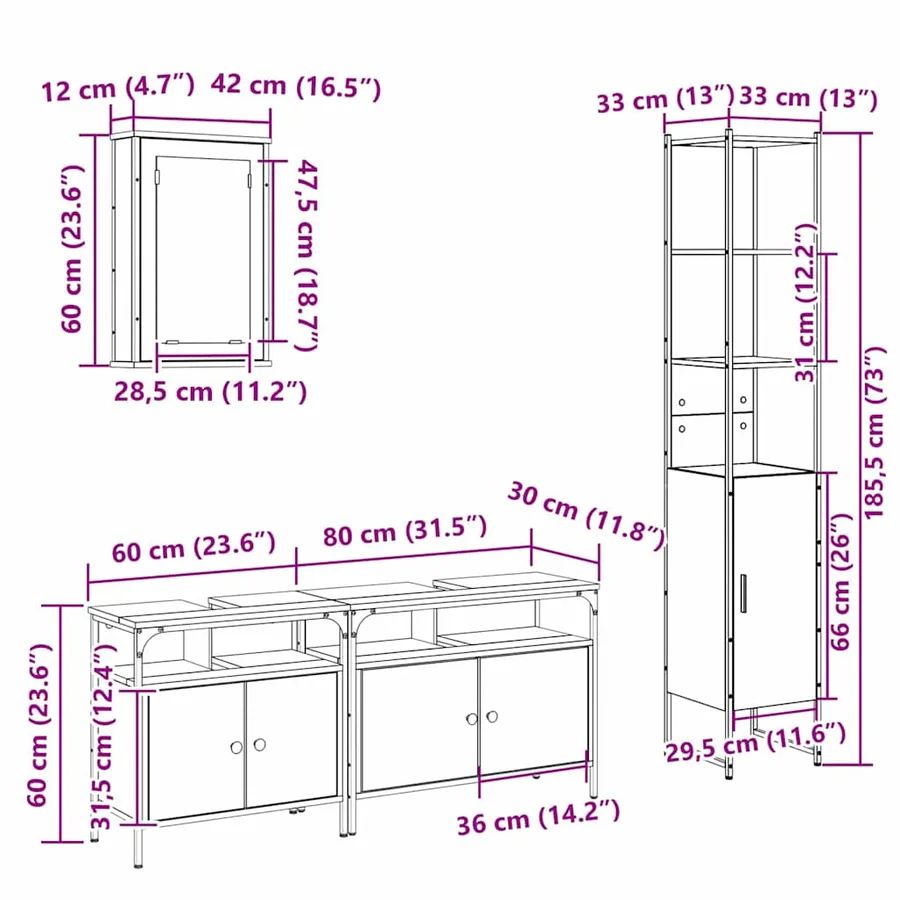 Ensemble de mobilier de salle de bain 4 pcs Chêne Sonoma - 15