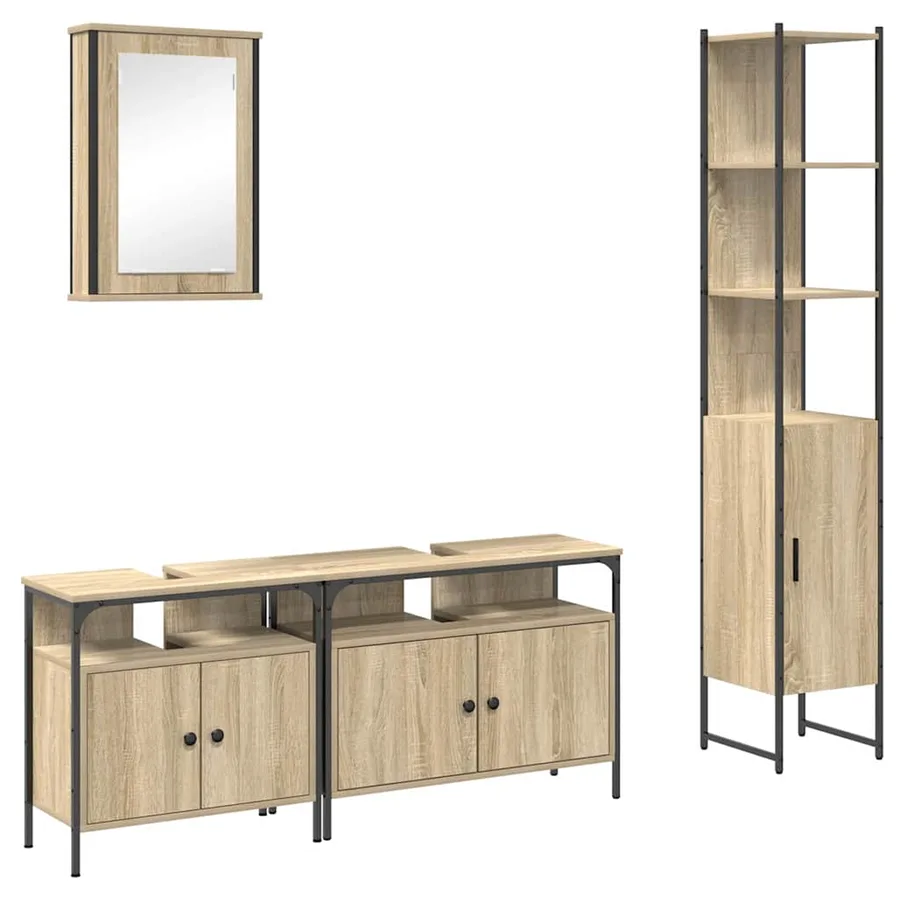 Ensemble de mobilier de salle de bain 4 pcs Chêne Sonoma - 2