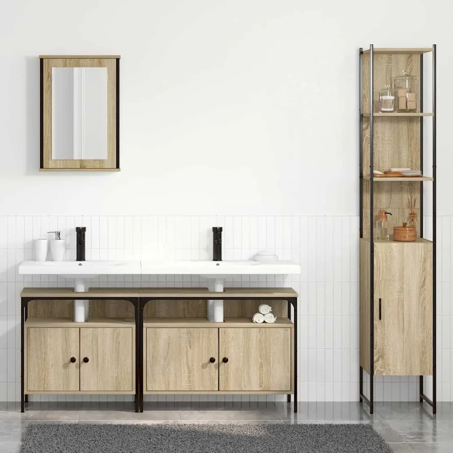 Ensemble de mobilier de salle de bain 4 pcs Chêne Sonoma - 4