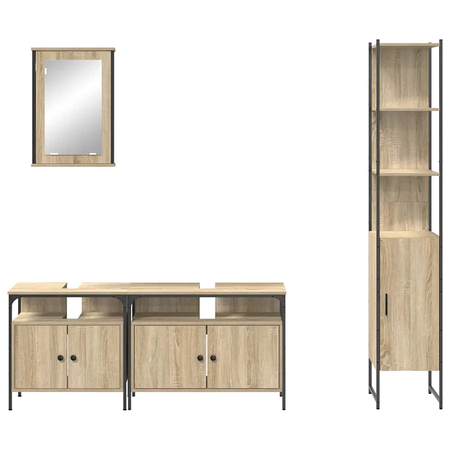Ensemble de mobilier de salle de bain 4 pcs Chêne Sonoma - 9