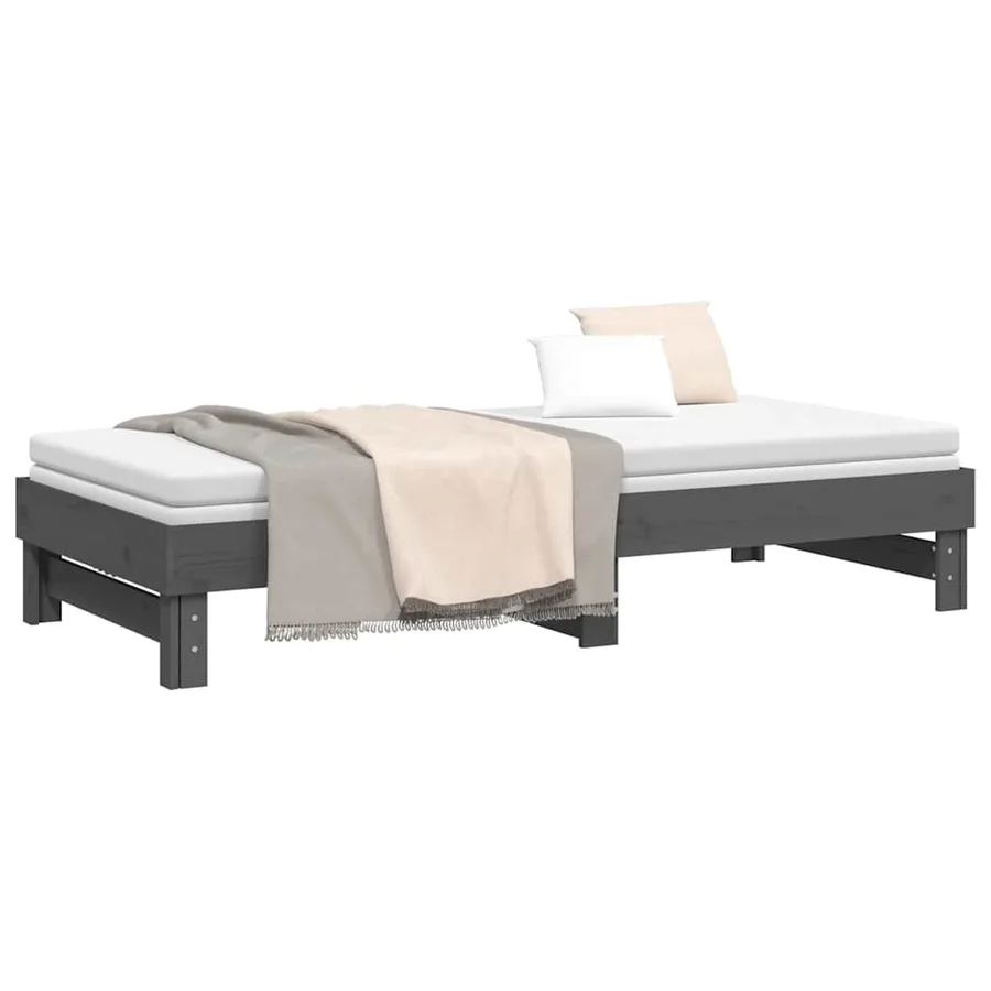 Lit coulissant sans matelas gris 2x(80x200)cm - 6