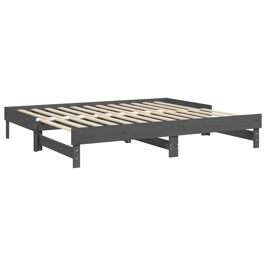 Lit coulissant sans matelas gris 2x(80x200)cm - 7